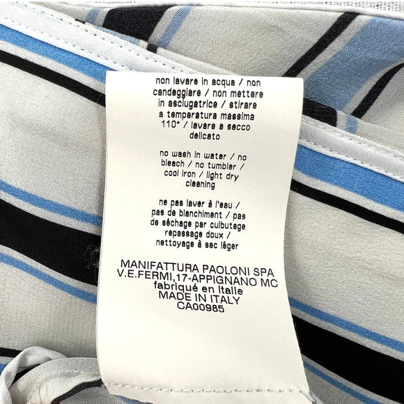 MSGM Shirt Womens 38 XS White Black Striped Silk One Shoulder Asymmetric Top - Picture 12 of 14